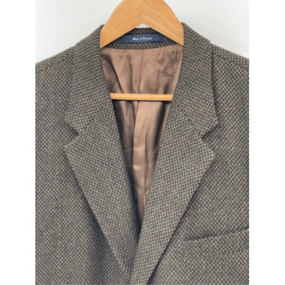 Brandini Blazer Sport Coat‎ Suit Jacket Men Size 46T Brown Tweed Wool